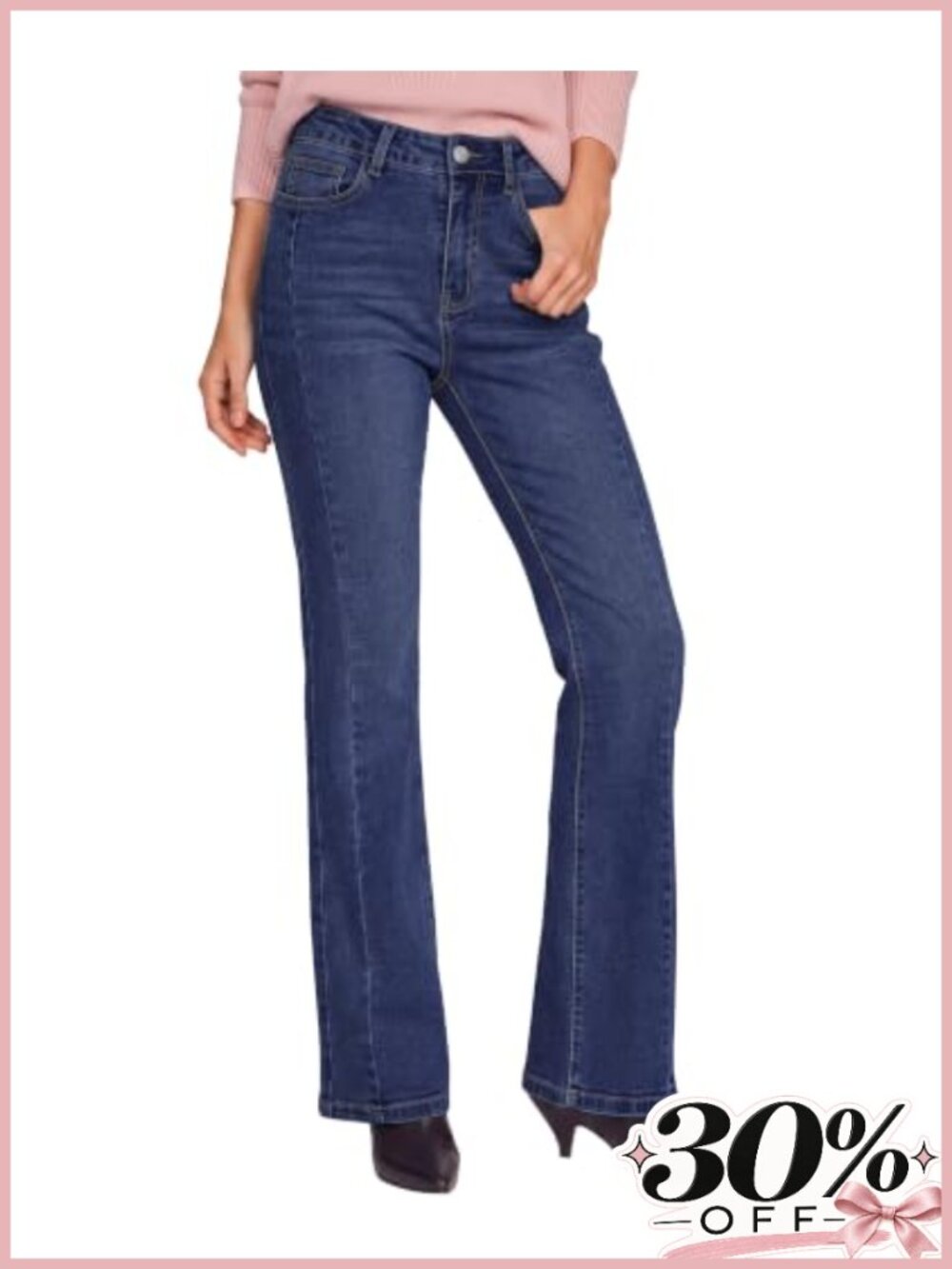 High Waisted Stretchy Bootcut Jeans 30" Inseam Women's Denim Pants